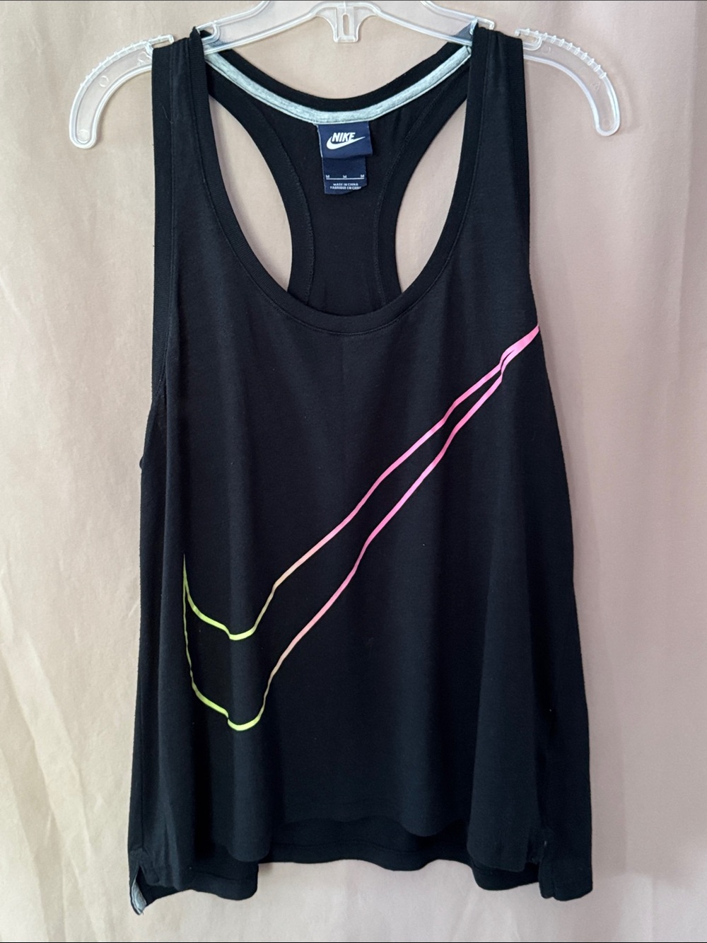 Nike Women’s Black Racerback Tank with Pink & Neon Swoosh